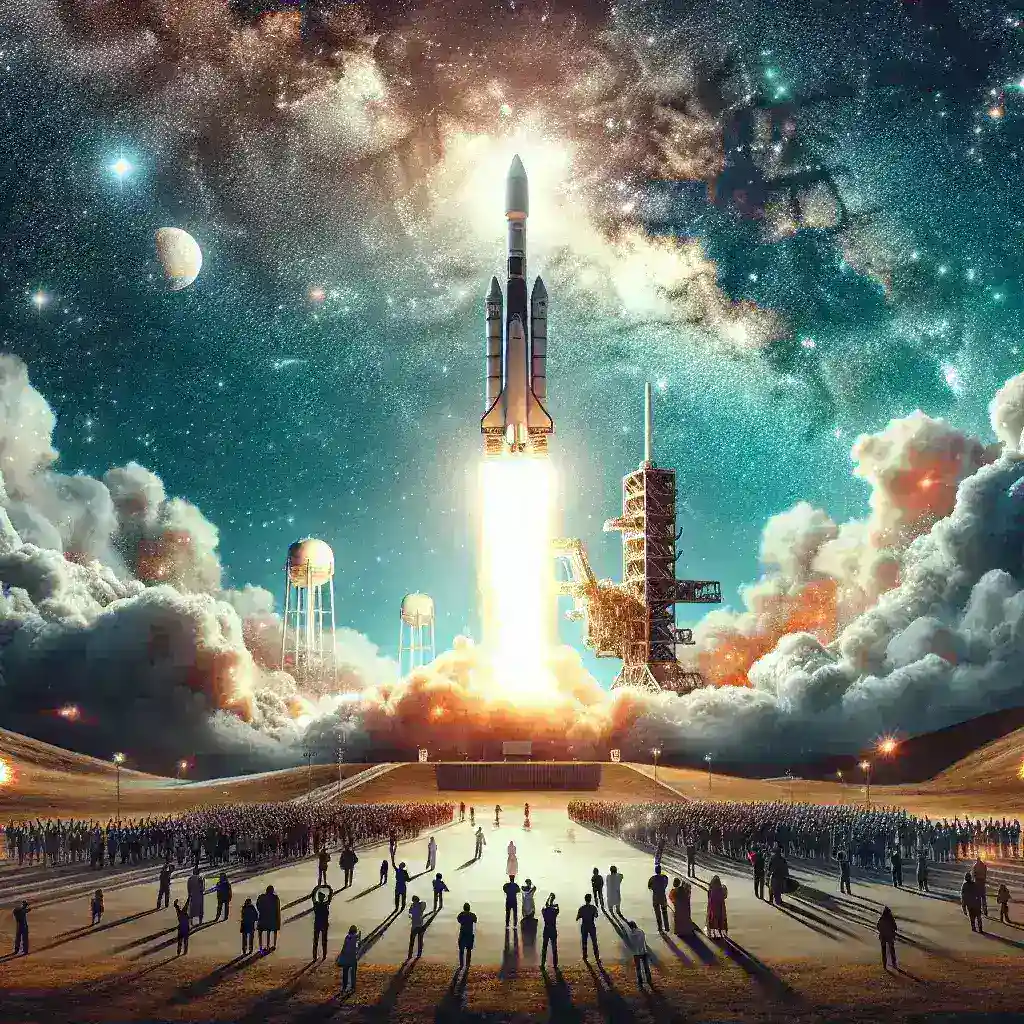 "SpaceX Falcon 9 rocket launching successfully, celebrating over 100 launches in 2023 with a 99% success rate over the past 14 years."